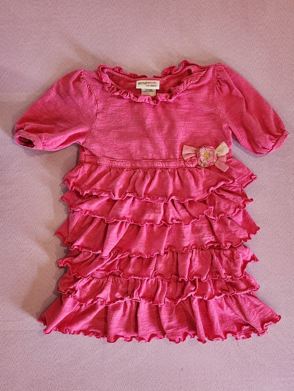 2010 Genuine Kids from OshKosh 3T Pink Tiered Lettuce Hem Ruffle Dress